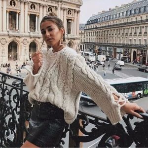 Zara cable knit sweater with amazing braided sleeve details